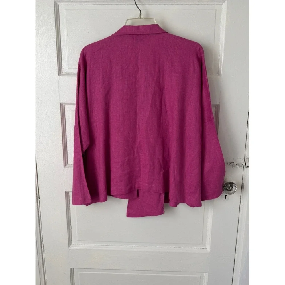 Itemz Chris‎ Baumgartner Fuchsia Linen Shirt Asymmetrical Lagenlook Art to Wear
